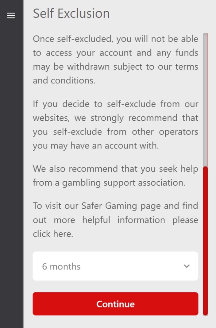 Self Exclusion